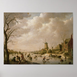 Skaters op een bevroren kanaal, 1779 poster