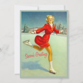 Skaters Waltz Retro kerstkaart Aangepaste Vintage (Voorkant)