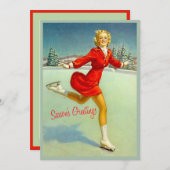 Skaters Waltz Retro kerstkaart Aangepaste Vintage (Voorkant / Achterkant)