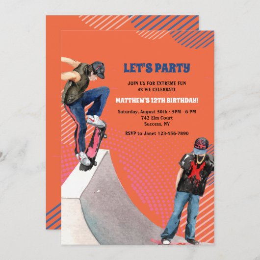 Skatersuitnodiging Kaart (Voorkant / Achterkant)