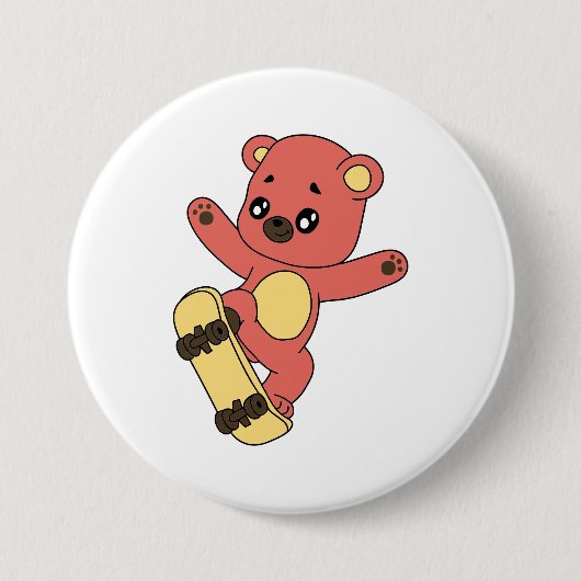 Skating Bear Ronde Button 7,6 Cm (Voorkant)