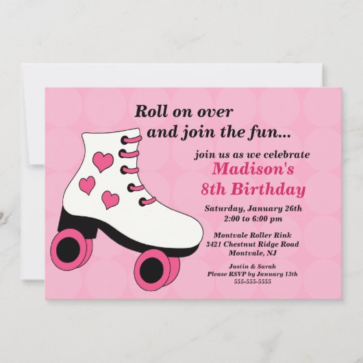 Skating Birthday Party Invitation Kaart (Voorkant)