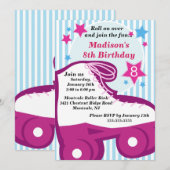Skating Birthday Party Invitation Kaart (Voorkant / Achterkant)