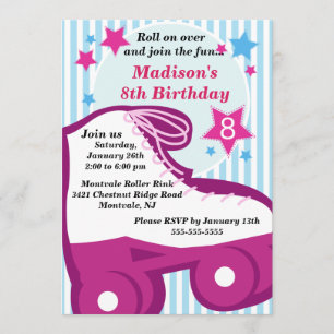 Skating Birthday Party Invitation Kaart
