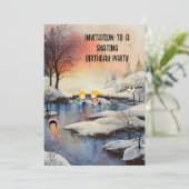 Skating Birthday Party Invite for Kids Kaart (Staand voorkant)