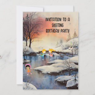 Skating Birthday Party Invite for Kids Kaart