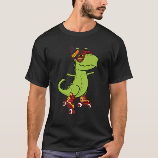 Skating Dinosaur Thanksgiving Day Cool Rex Roller  T-shirt (Voorkant)