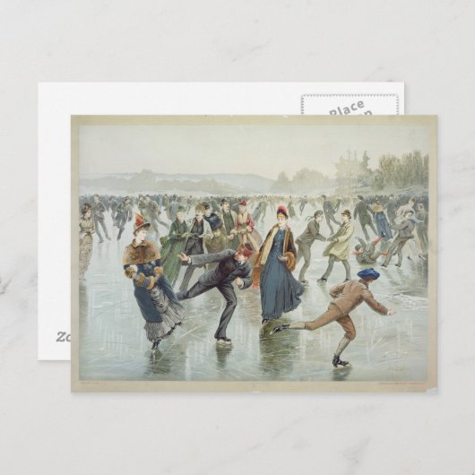 Skating, gepubliceerd door L. Prang en Co. Briefkaart (Voorkant / Achterkant)