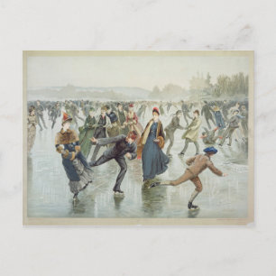 Skating, gepubliceerd door L. Prang en Co. Briefkaart