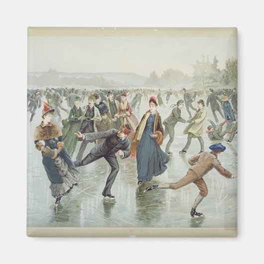 Skating, gepubliceerd door L. Prang en Co. Magneet (Voorkant)