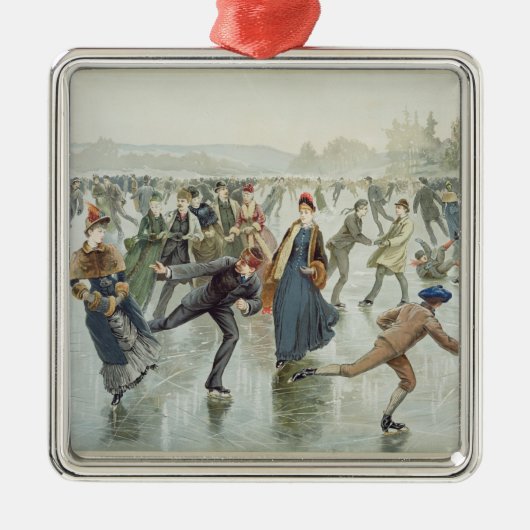 Skating, gepubliceerd door L. Prang en Co. Metalen Ornament (Voorkant)