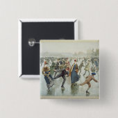 Skating, gepubliceerd door L. Prang en Co. Vierkante Button 5,1 Cm (Voorkant /achterkant)