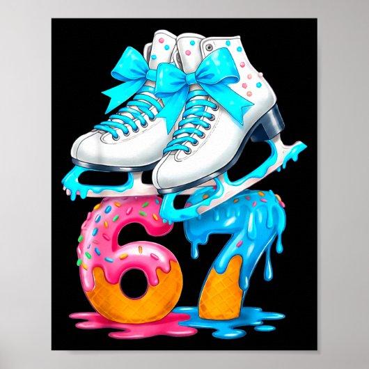 Skating Ice Cream Drip Number 67 Player 67th Birth Poster (Voorkant)
