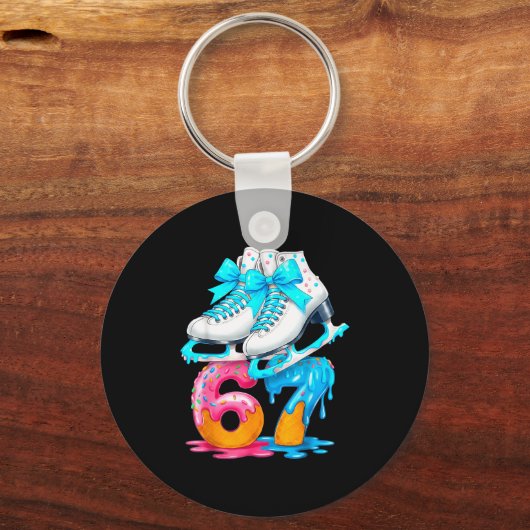 Skating Ice Cream Drip Number 67 Player 67th Birth Sleutelhanger (Voorkant)