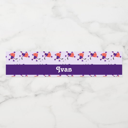 Skating ice hockey player pattern waterfles etiket (Enkel label)