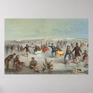 Skating in Central Park, New York Poster