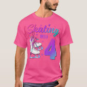 Skating Into 4Th Birthday 4 Year Old Ice Skating G T-shirt (Voorkant)