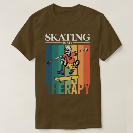 Skating is mijn therapie Retro 80s Skeleton Radica T-shirt (Design voorkant)