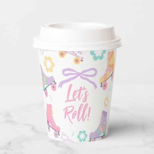 Skating Lets Roll Roller Skate Girl Birthday Papieren Bekers (Achterkant)