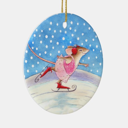Skating Mouse Kerst of Winter ornament (Rechts)