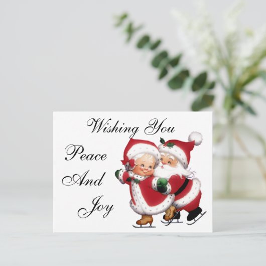 Skating Mr. en mevrouw Claus Briefkaart (Staand voorkant)