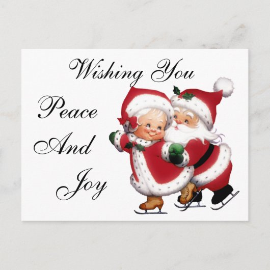 Skating Mr. en mevrouw Claus Briefkaart (Voorkant)