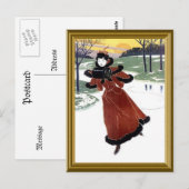 Skating op de bevroren rivier briefkaart (Voorkant / Achterkant)