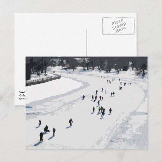 Skating op het kanaal van Rideau - Briefkaart (Voorkant / Achterkant)