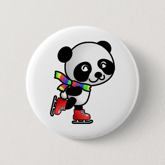Skating Panda Ronde Button 5,7 Cm (Voorkant)