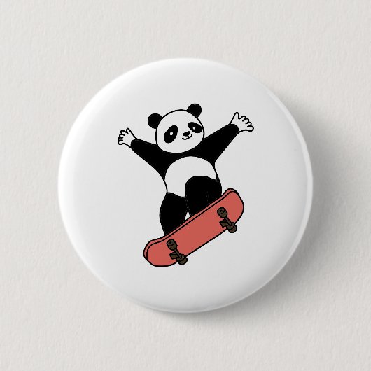Skating Panda Ronde Button 5,7 Cm (Voorkant)