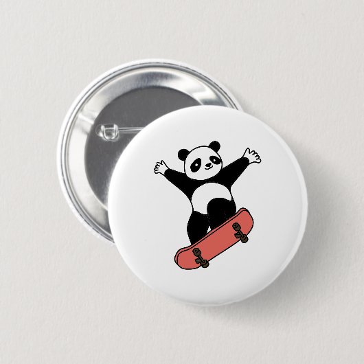 Skating Panda Ronde Button 5,7 Cm (Voorkant /achterkant)