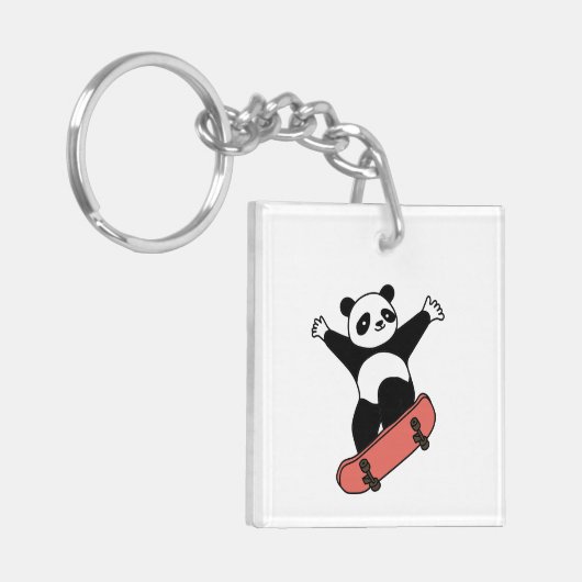 Skating Panda Sleutelhanger (Voorkant Links)