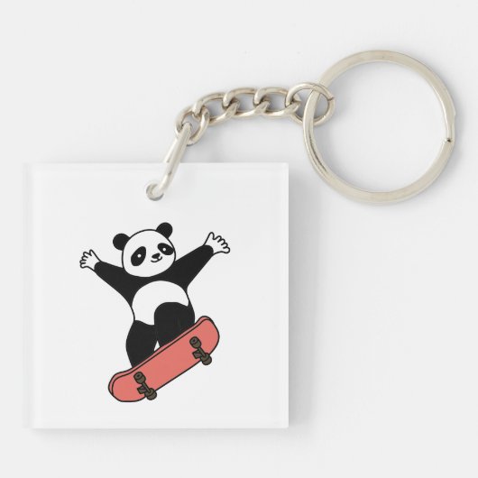 Skating Panda Sleutelhanger (Achterkant)