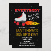 Skating Party Invitation, Roller Schaats Invitatio Kaart (Voorkant / Achterkant)