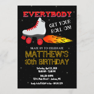Skating Party Invitation, Roller Schaats Invitatio Kaart