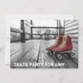 Skating Party, Roller schaats, Photo Invitation Kaart (Voorkant)