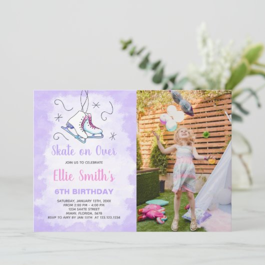  Skating Party Uitnodigingen voor kinderen (Staand voorkant)