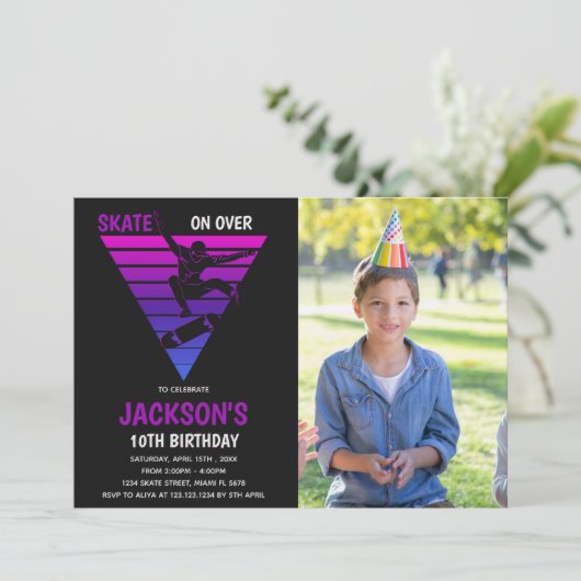 Skating Party Uitnodigingen voor kinderen (Staand voorkant)