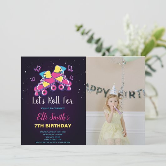  Skating Party Uitnodigingen voor kinderen (Staand voorkant)