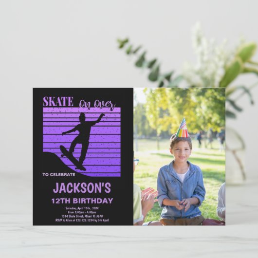 Skating Party Uitnodigingen voor kinderen (Staand voorkant)
