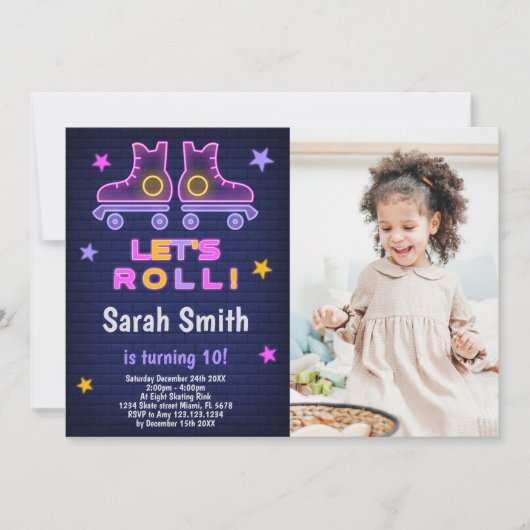  Skating Party Uitnodigingen voor kinderen (Voorkant)