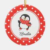 Skating Penguin Girls kerstversiering Keramisch Ornament (Voorkant)