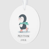 Skating Penguin Kind Baby kerstversiering Ornament (voorkant)