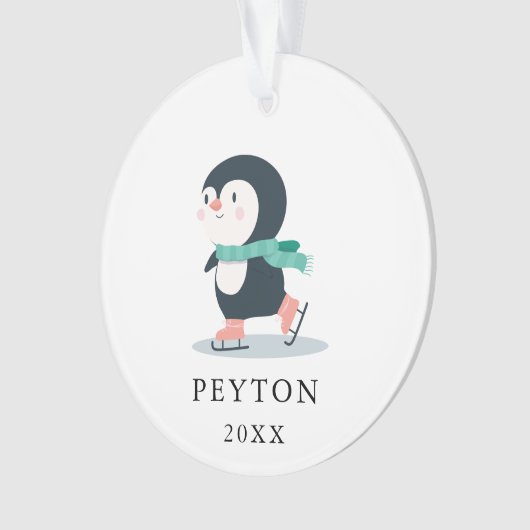 Skating Penguin Kind Baby kerstversiering Ornament (voorkant)