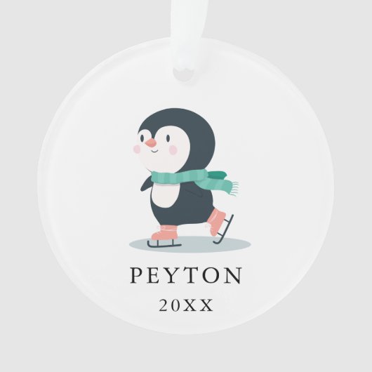 Skating Penguin Kind Baby kerstversiering Ornament (voorkant)