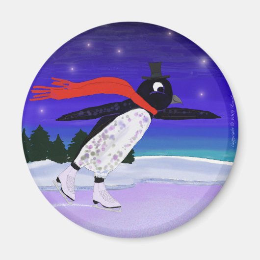 Skating Penguin Magneet (Voorkant)