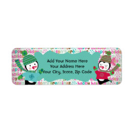 Skating Penguins Holiday Return Address Labels