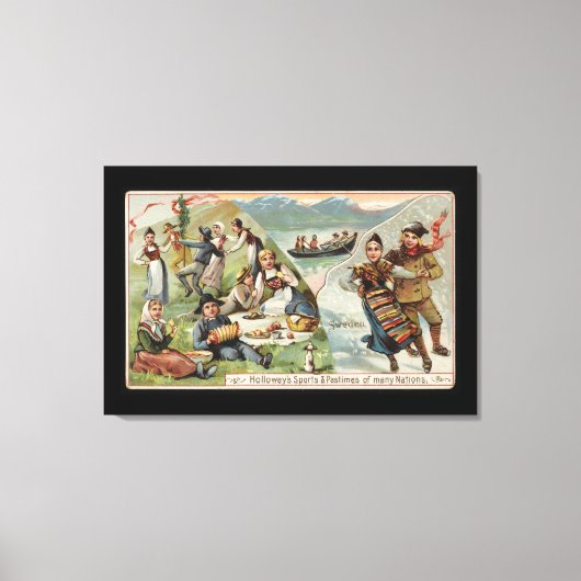 Skating, Picnic, Rowing Boat, Skating Fjord Zweden Canvas Afdruk (Voorkant)