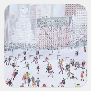 Skating Rink Central Park New York 1994 Vierkante Sticker