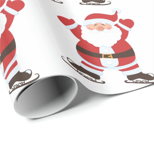 Skating Santa Claus Cadeaupapier (Rol Hoek)